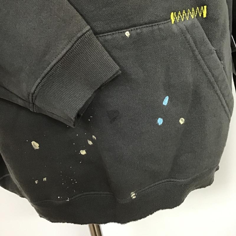 ギャラリーデプト GALLERY DEPT パーカー 長袖 LA RAMS Hoodie ヴィンテージ加工 ペイント プルオーバー 裏起毛 L ロゴ、文字 ダークグレー / ダークグレー / メンズ USED 古着 中古 10101401