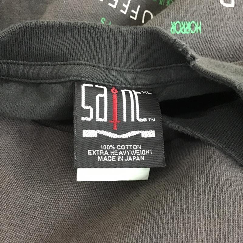 セントマイケル SAINT MICHAEL Tシャツ 半袖 SM-S23-0000-005 クルーネック バックプリント ヴィンテージ加工 XL ロゴ、文字 X ダメージ加工 黒 / ブラック / メンズ USED 古着 中古 10101406