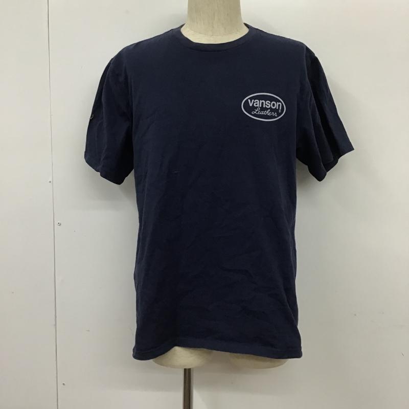 ヴァンソン VANSON Tシャツ 半袖 半袖カットソー プリントTシャツ クルーネックカットソー XL ロゴ、文字 紺 / ネイビー / メンズ USED 古着 中古 10101432
