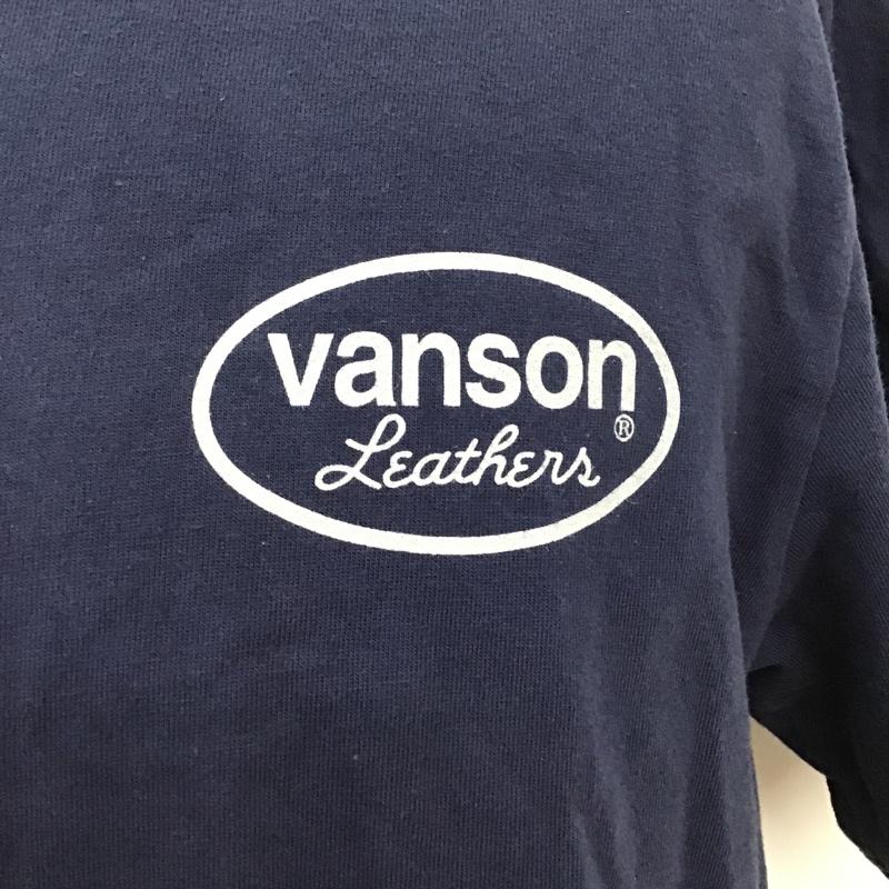ヴァンソン VANSON Tシャツ 半袖 半袖カットソー プリントTシャツ クルーネックカットソー XL ロゴ、文字 紺 / ネイビー / メンズ USED 古着 中古 10101432