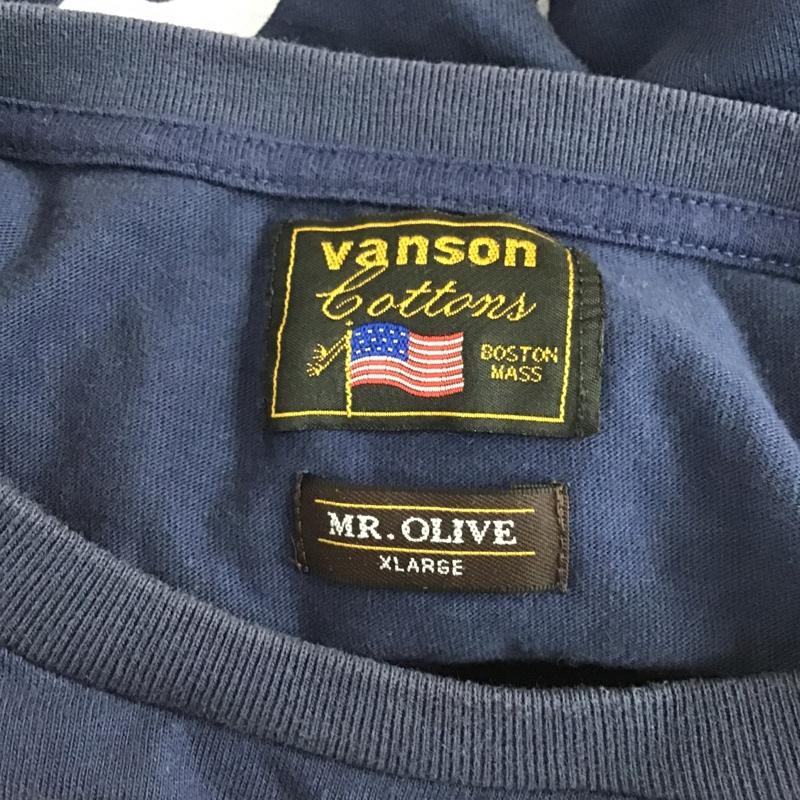 ヴァンソン VANSON Tシャツ 半袖 半袖カットソー プリントTシャツ クルーネックカットソー XL ロゴ、文字 紺 / ネイビー / メンズ USED 古着 中古 10101432