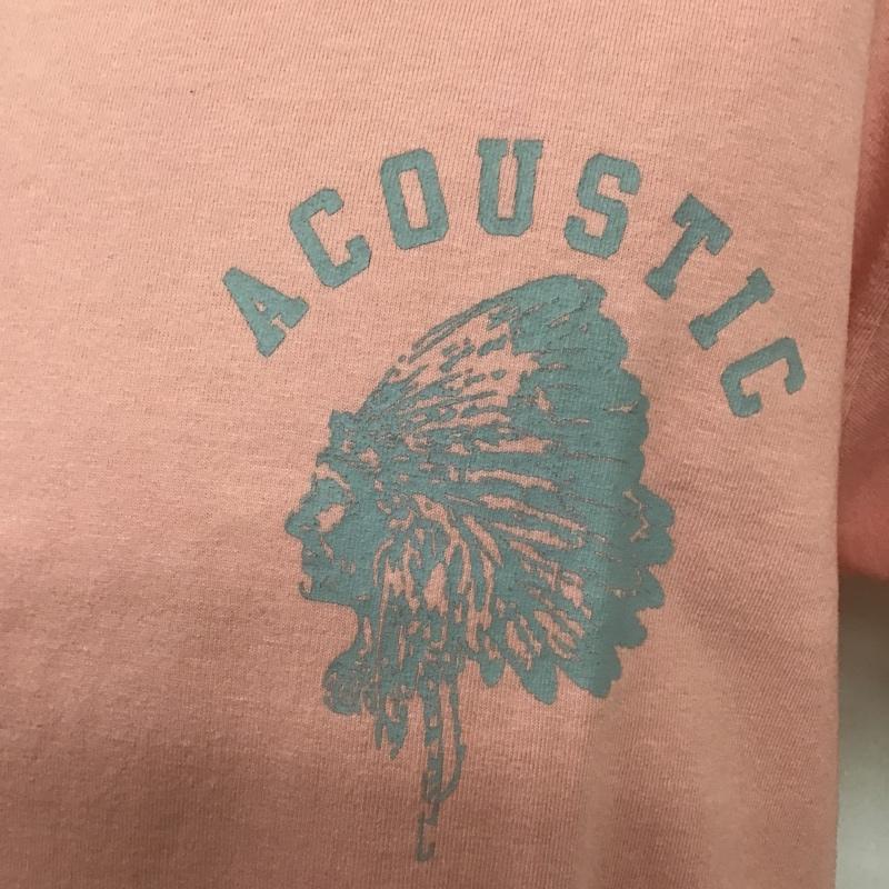 アコースティック ACOUSTIC Tシャツ 半袖 半袖カットソー プリントTシャツ クルーネックカットソー M プリント 桃 / ピンク / メンズ USED 古着 中古 10101440