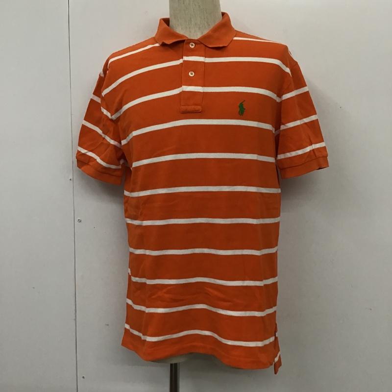ポロバイラルフローレン Polo by RALPH LAUREN ポロシャツ 半袖 半袖ポロシャツ カラーシャツカットソー 刺繍カットソー 半袖カットソー ボーダーカットソー M ボーダー柄 白 / ホワイト / X 橙 / オレンジ / メンズ USED 古着 中古 10101441