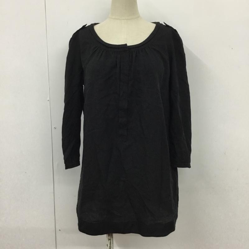 バーバリーロンドン Burberry London カットソー 長袖 長袖カットソー ヘンリーネックカットソー 長袖シャツカットソー 38 無地 黒 / ブラック /  レディース USED 古着 中古 10101457