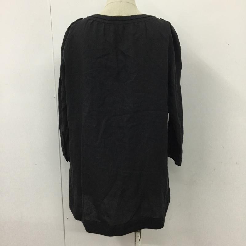 バーバリーロンドン Burberry London カットソー 長袖 長袖カットソー ヘンリーネックカットソー 長袖シャツカットソー 38 無地 黒 / ブラック /  レディース USED 古着 中古 10101457