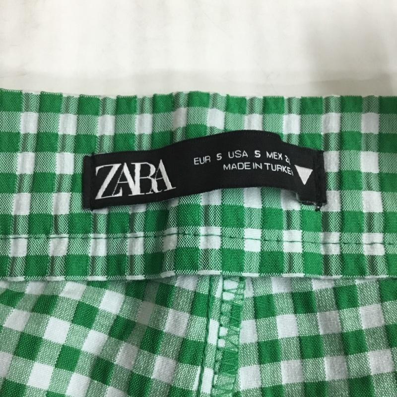 ザラ ZARA パンツ スラックス チェックパンツ スラックス カジュアルパンツ スリムパンツ ストレッチパンツ S チェック 白 / ホワイト / X 緑 / グリーン /  レディース USED 古着 中古 10101460