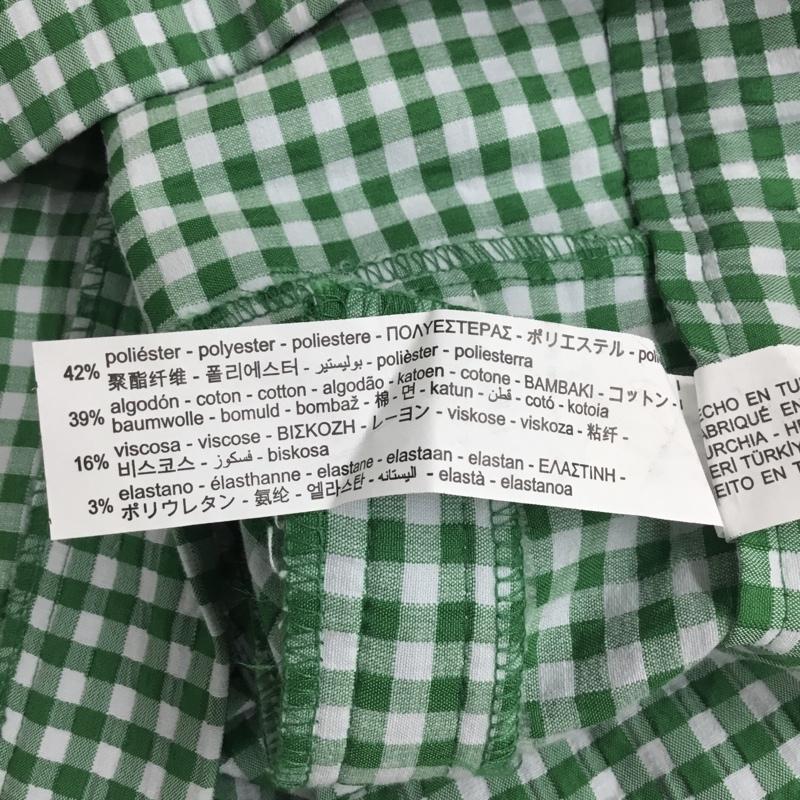 ザラ ZARA パンツ スラックス チェックパンツ スラックス カジュアルパンツ スリムパンツ ストレッチパンツ S チェック 白 / ホワイト / X 緑 / グリーン /  レディース USED 古着 中古 10101460