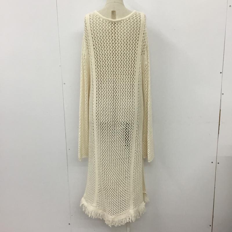 ケービーエフ KBF ワンピース ロングスカート KW14-22V110 メッシュチュニックニット 長袖ニットワンピース クルーネックワンピース 無地 白 / ホワイト / レディース USED 古着 中古 10101463