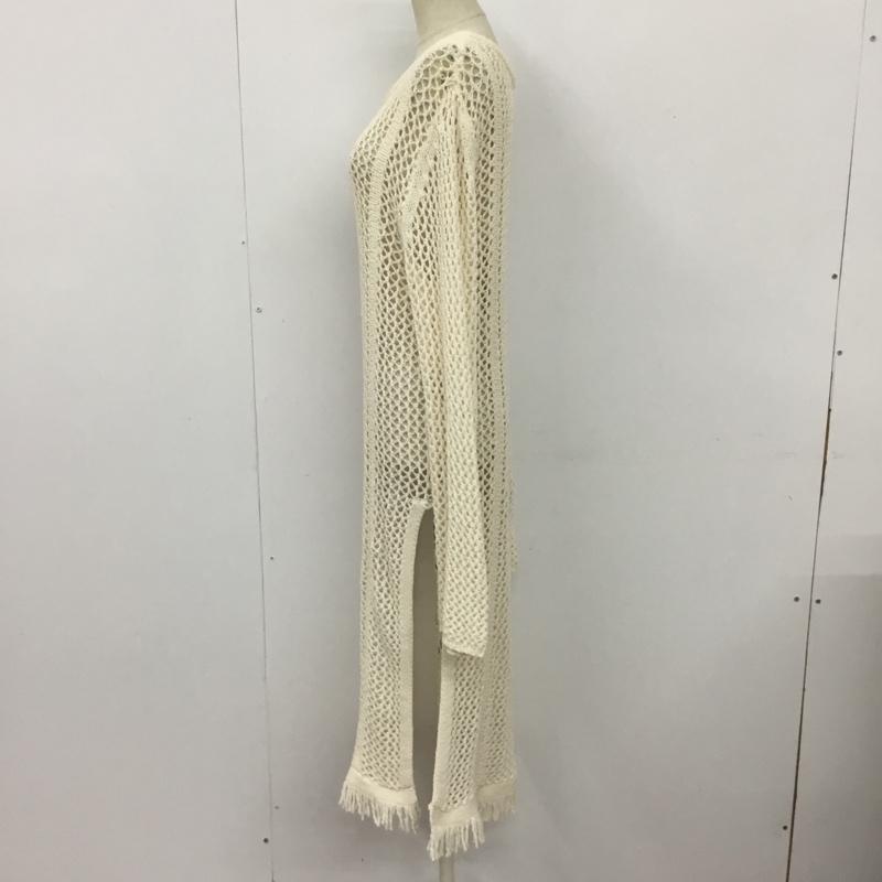 ケービーエフ KBF ワンピース ロングスカート KW14-22V110 メッシュチュニックニット 長袖ニットワンピース クルーネックワンピース 無地 白 / ホワイト / レディース USED 古着 中古 10101463