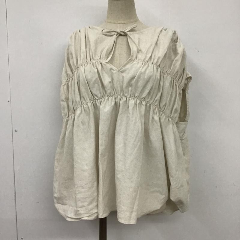 アングリッド Ungrid カットソー 半袖 112230430601-01 リネン混ギャザーノースリブラウス ノースリーブカットソー Vネックカットソー FREE 無地 ベージュ / ベージュ /  レディース USED 古着 中古 10101474