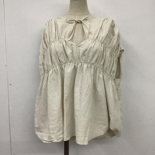 アングリッド Ungrid カットソー 半袖 112230430601-01 リネン混ギャザーノースリブラウス ノースリーブカットソー Vネックカットソー FREE 無地 ベージュ / ベージュ /  レディース USED 古着 中古 10101474