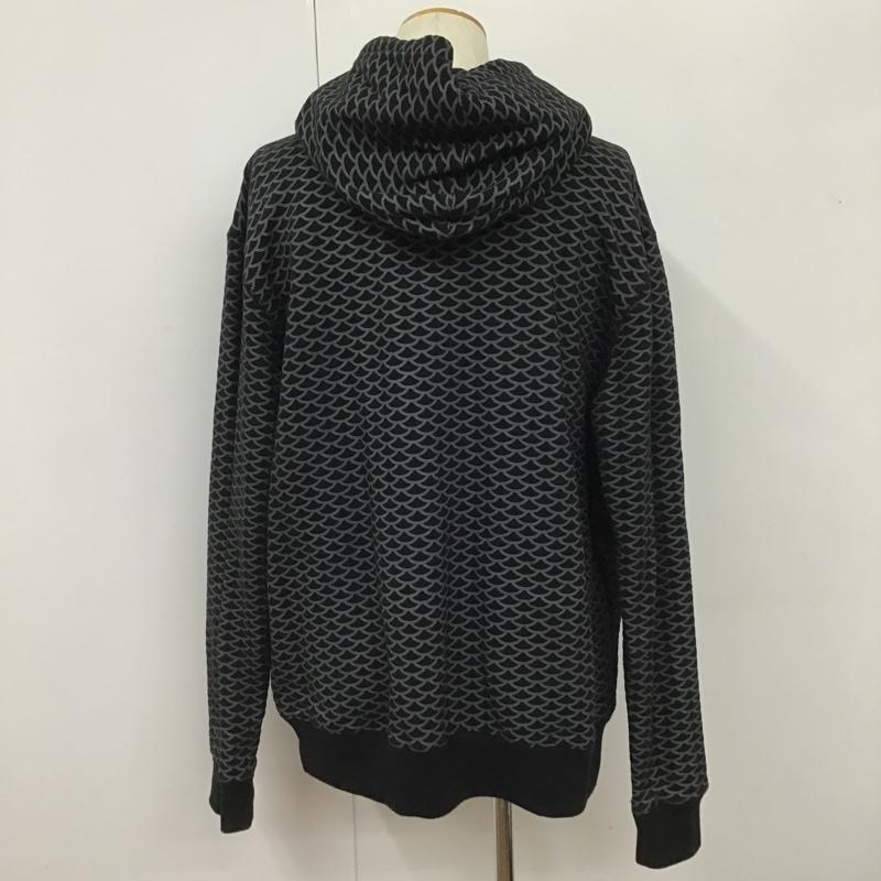 ビリオネア・ボーイズ・クラブ BILLIONAIRE BOYS CLUB パーカー 長袖 B1012K264 ジップアップ ワッペン XL 総柄 黒 / ブラック / X 灰 / グレー / メンズ USED 古着 中古 10101517