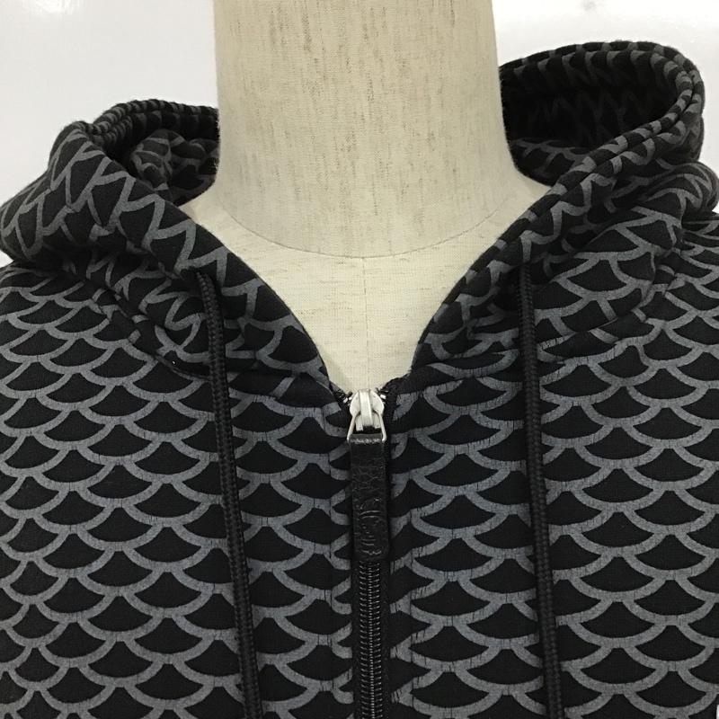 ビリオネア・ボーイズ・クラブ BILLIONAIRE BOYS CLUB パーカー 長袖 B1012K264 ジップアップ ワッペン XL 総柄 黒 / ブラック / X 灰 / グレー / メンズ USED 古着 中古 10101517