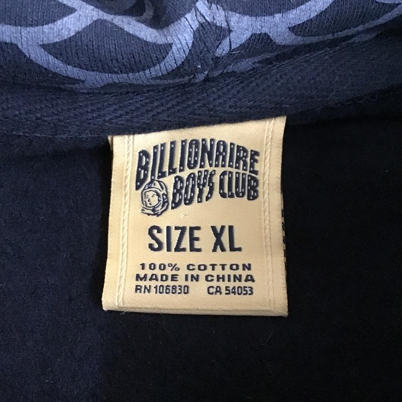 ビリオネア・ボーイズ・クラブ BILLIONAIRE BOYS CLUB パーカー 長袖 B1012K264 ジップアップ ワッペン XL 総柄 黒 / ブラック / X 灰 / グレー / メンズ USED 古着 中古 10101517