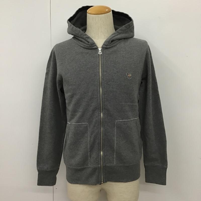ポールスミス Paul Smith パーカー 長袖 PJ-DW-36731 フルジップ フーディー しまうま M ワンポイント 灰 / グレー / メンズ USED 古着 中古 10101537