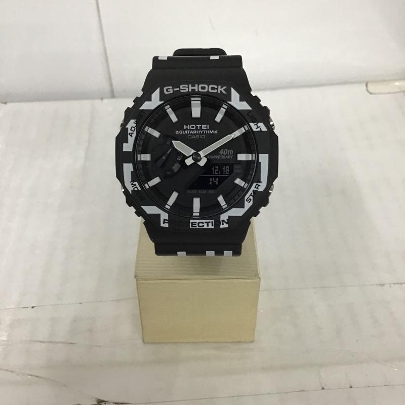 ジーショック G-SHOCK 腕時計 アナログ(クォーツ式) GA-2100HT 布袋寅泰 コラボレーション ギタリズム柄 箱有 40周年記念 総柄 黒 / ブラック / X 白 / ホワイト / メンズ USED 古着 中古 10101553
