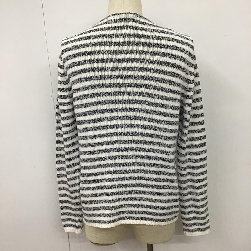 ザラメン ZARA MAN カットソー 長袖 0367 413 250 クルーネック コットンニット アクリル M ボーダー柄 白 / ホワイト / X 紺 / ネイビー / メンズ USED 古着 中古 10101588