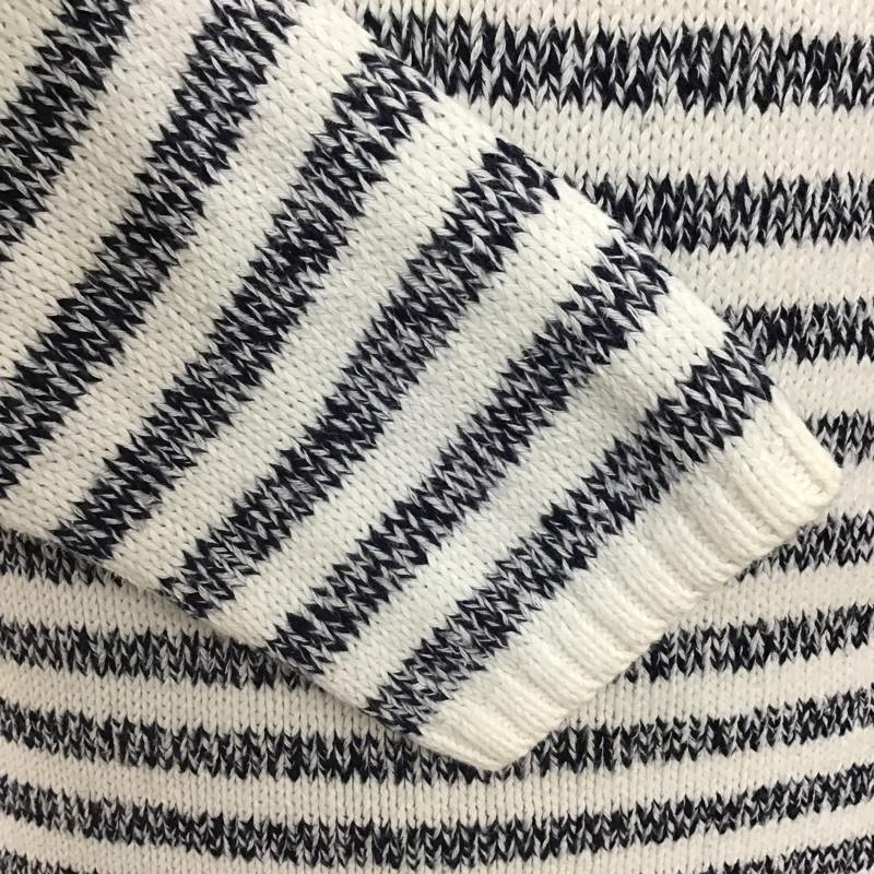ザラメン ZARA MAN カットソー 長袖 0367 413 250 クルーネック コットンニット アクリル M ボーダー柄 白 / ホワイト / X 紺 / ネイビー / メンズ USED 古着 中古 10101588