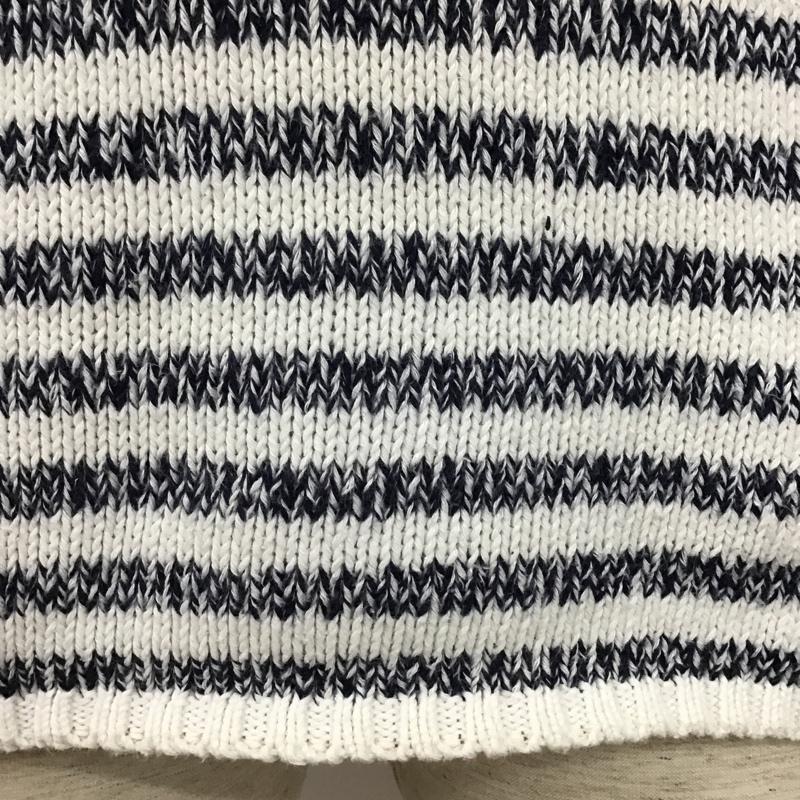 ザラメン ZARA MAN カットソー 長袖 0367 413 250 クルーネック コットンニット アクリル M ボーダー柄 白 / ホワイト / X 紺 / ネイビー / メンズ USED 古着 中古 10101588