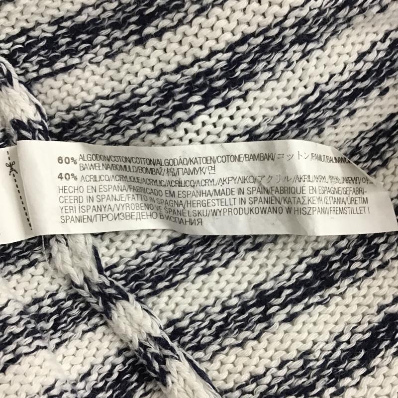 ザラメン ZARA MAN カットソー 長袖 0367 413 250 クルーネック コットンニット アクリル M ボーダー柄 白 / ホワイト / X 紺 / ネイビー / メンズ USED 古着 中古 10101588