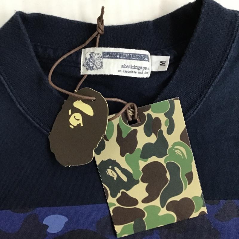 アベイシングエイプ A BATHING APE Tシャツ 半袖 半袖カットソー プリントTシャツ クルーネックカットソー M プリント 紺 / ネイビー / メンズ USED 古着 中古 10101596