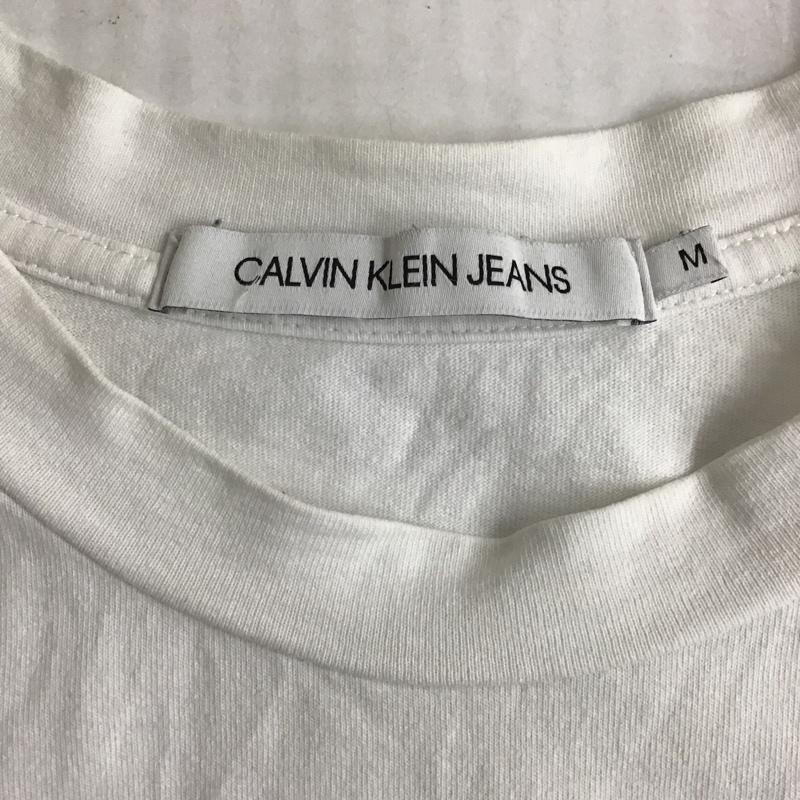 カルヴァン クライン ジーンズ Calvin Klein Jeans Tシャツ 半袖 半袖カットソー プリントTシャツ クルーネックカットソー ワッペン M ロゴ、文字 白 / ホワイト / メンズ USED 古着 中古 10101600