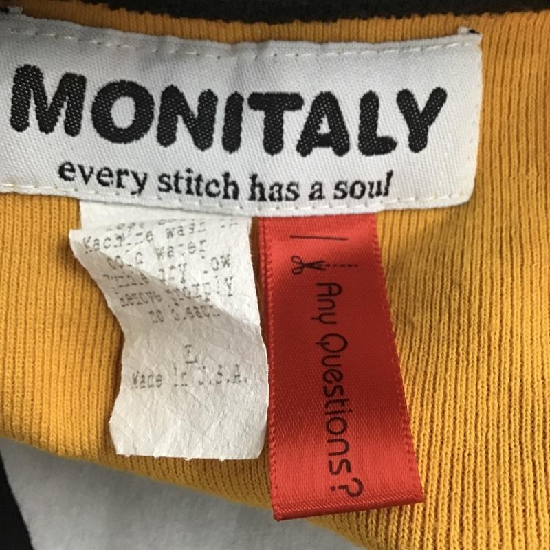 モニタリー MONITALY Tシャツ 七分袖 ナンバリングTシャツ エルボーパッチ L プリント 白 / ホワイト / X 黒 / ブラック / X 橙 / オレンジ / メンズ USED 古着 中古 10101751