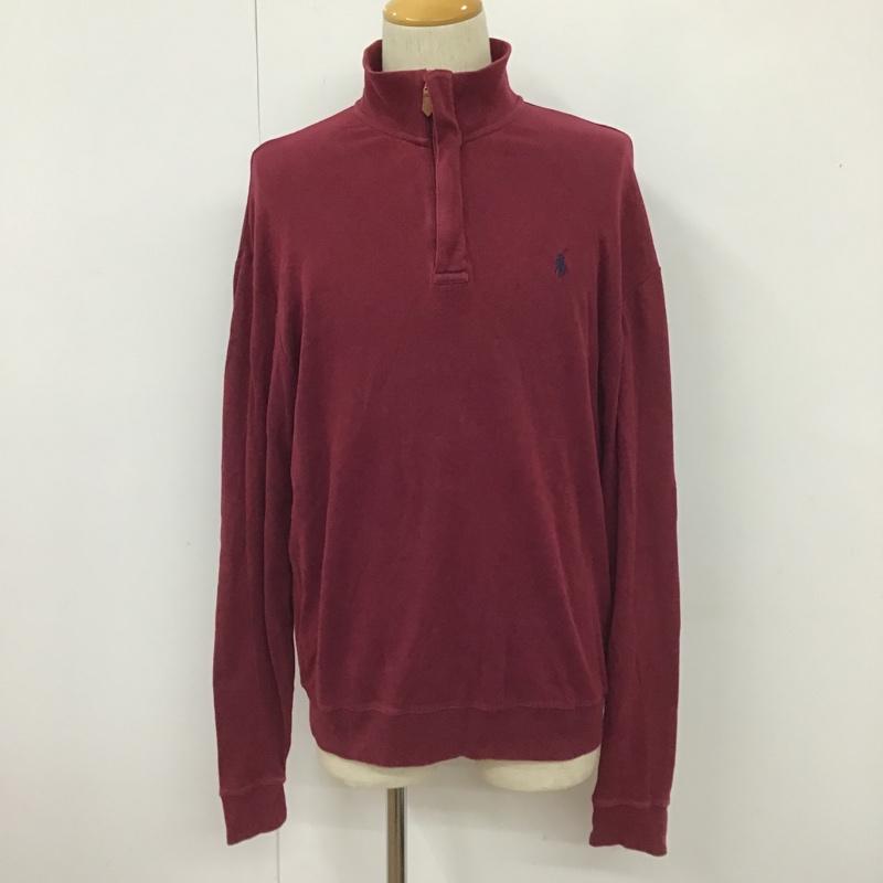 ポロゴルフラルフローレン POLOGOLF カットソー 長袖 長袖カットソー ジップアップネックカットソー ロングスリーブカットソー 刺繍Tシャツ L ロゴ、文字 えんじ / ワインレッド / メンズ USED 古着 中古 10101802