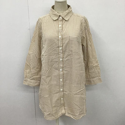ミチコロンドン MICHIKO LONDON シャツ、ブラウス 長袖 長袖シャツ カラーシャツ ポケットシャツ 長袖カットソー ストライプシャツ 40 ストライプ 白 / ホワイト / X ベージュ / ベージュ /  レディース USED 古着 中古 10101827