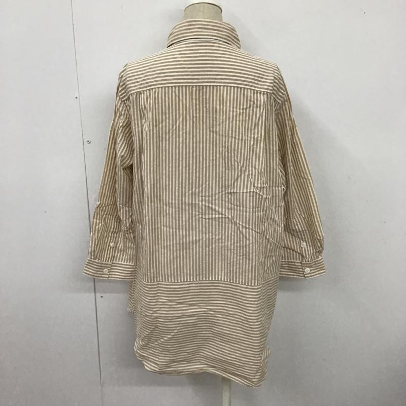 ミチコロンドン MICHIKO LONDON シャツ、ブラウス 長袖 長袖シャツ カラーシャツ ポケットシャツ 長袖カットソー ストライプシャツ 40 ストライプ 白 / ホワイト / X ベージュ / ベージュ / レディース USED 古着 中古 10101827