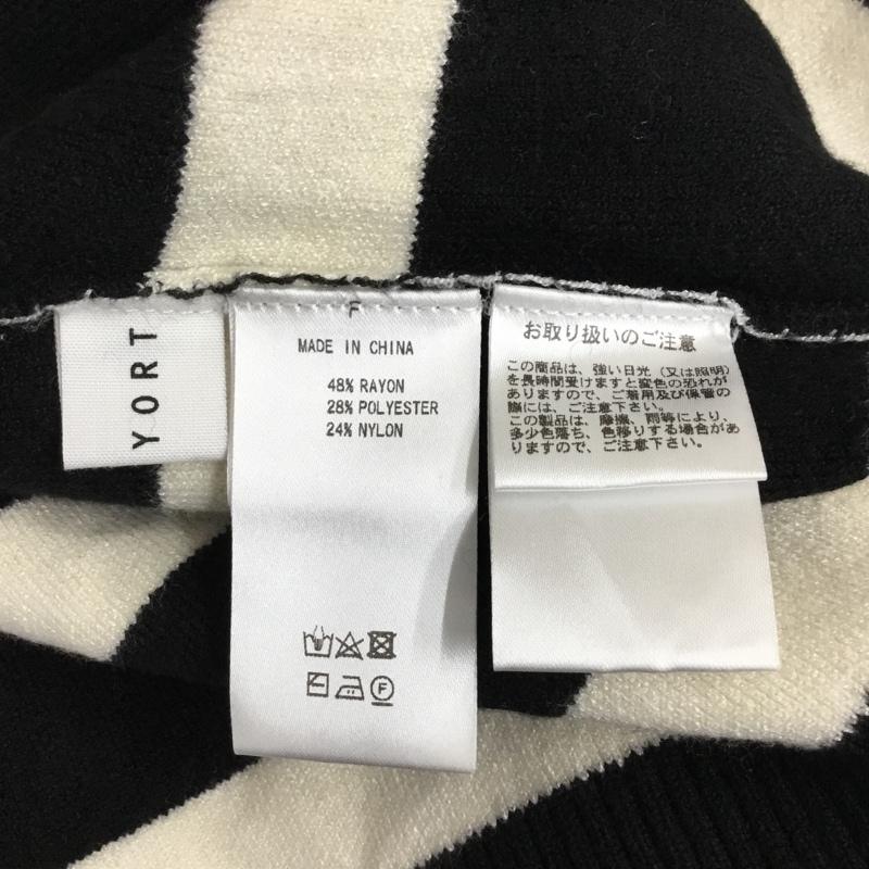 ヨート YORT ニット、セーター 長袖 FREE ボーダー柄 白 / ホワイト / X 黒 / ブラック / レディース USED 古着 中古 10101889
