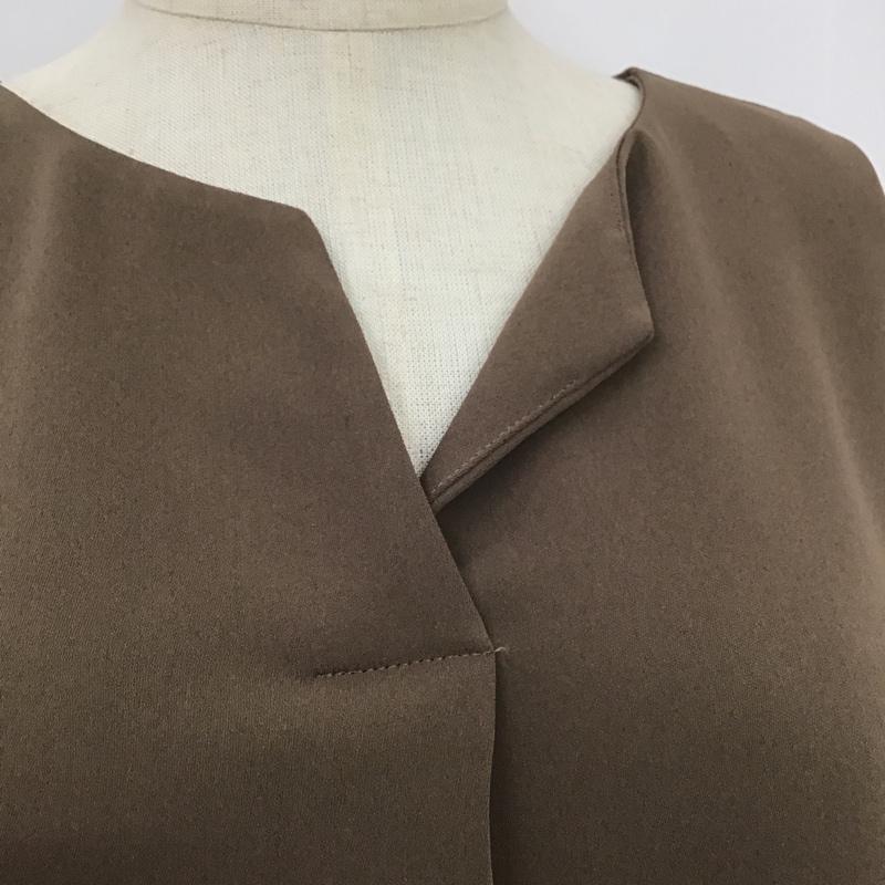 ナチュラルビューティーベーシック NATURAL BEAUTY BASIC カットソー 半袖 S 無地 茶 / ブラウン /  レディース USED 古着 中古 10101892