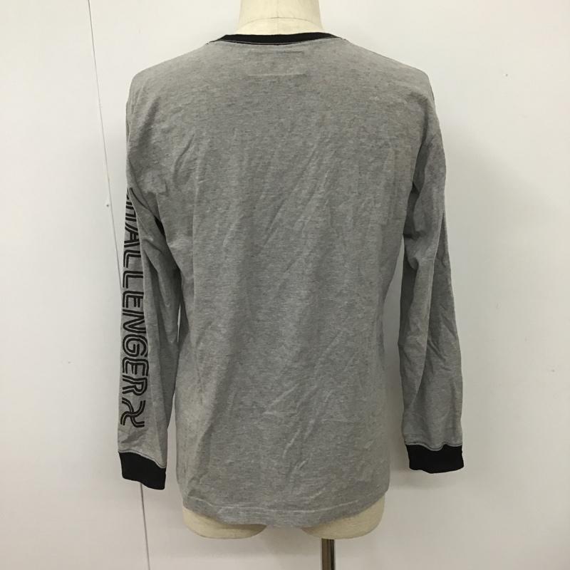チャレンジャー CHALLENGER カットソー 長袖 長袖カットソー クルーネックカットソー ロングスリーブカットソー プリントTシャツ M ロゴ、文字 灰 / グレー / メンズ USED 古着 中古 10101915