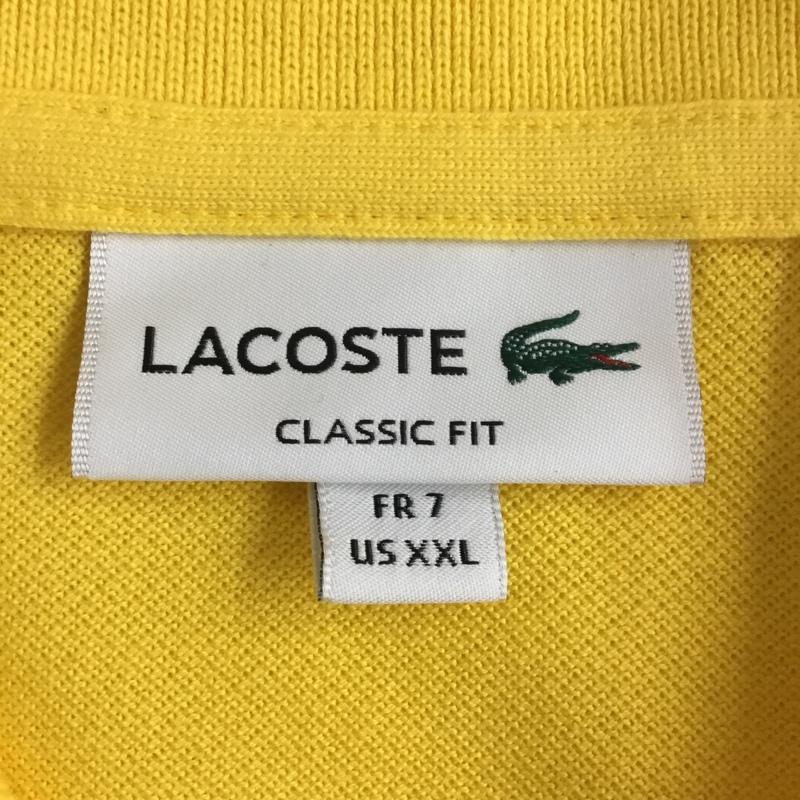 ラコステ LACOSTE ポロシャツ 半袖 半袖ポロシャツ カラーシャツ 半袖カットソー XXL ロゴ、文字 黄 / イエロー / メンズ USED 古着 中古 10102010