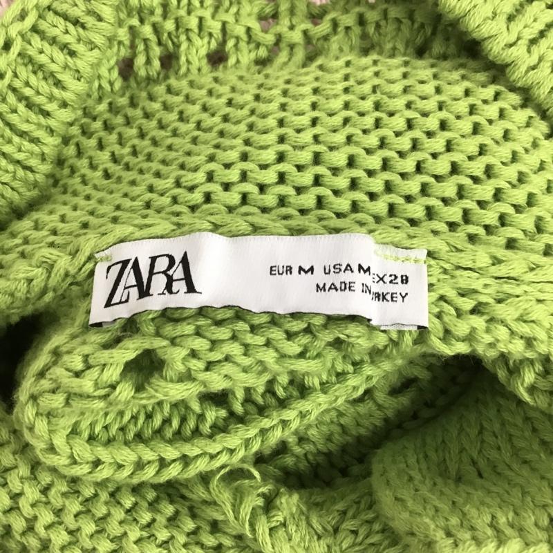 ザラ ZARA カットソー 長袖 長袖ニットカットソー ニット セーター カラーショートカーディガン M 無地 緑 / グリーン / レディース USED 古着 中古 10102025