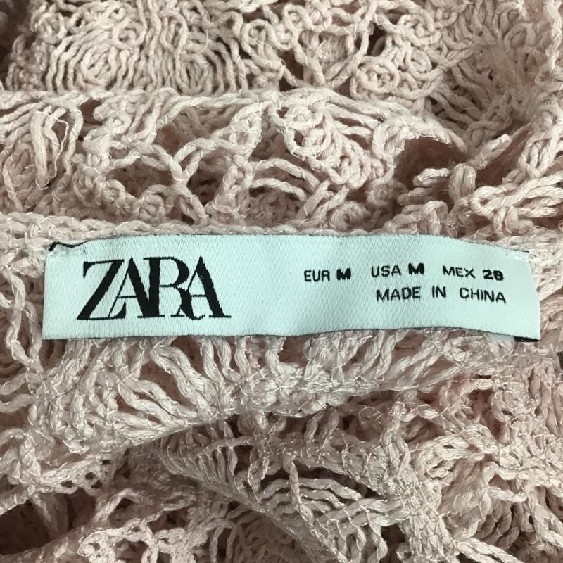 ザラ ZARA カットソー 長袖 長袖カットソー ワイドネックロングスリーブカットソー ショート丈カットソー M 無地 桃 / ピンク /  レディース USED 古着 中古 10102026