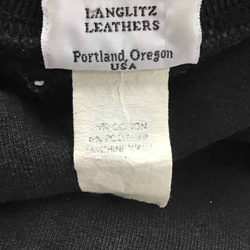 ラングリッツレザーズ Langlitz Leathers トレーナー 長袖 長袖スウェット 長袖トレーナー リブカットソー 長袖カットソー プリントトレーナー M ロゴ、文字 黒 / ブラック / メンズ USED 古着 中古 10102054