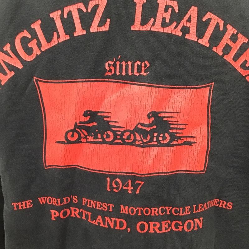 ラングリッツレザーズ Langlitz Leathers トレーナー 長袖 長袖スウェット 長袖トレーナー リブカットソー 長袖カットソー プリントトレーナー M ロゴ、文字 黒 / ブラック / メンズ USED 古着 中古 10102054