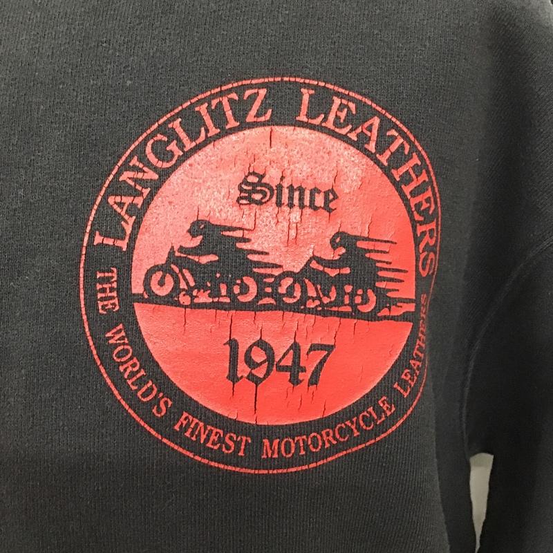 ラングリッツレザーズ Langlitz Leathers トレーナー 長袖 長袖スウェット 長袖トレーナー リブカットソー 長袖カットソー プリントトレーナー M ロゴ、文字 黒 / ブラック / メンズ USED 古着 中古 10102054