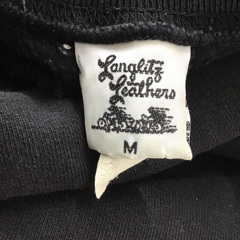 ラングリッツレザーズ Langlitz Leathers トレーナー 長袖 長袖スウェット 長袖トレーナー リブカットソー 長袖カットソー プリントトレーナー M ロゴ、文字 黒 / ブラック / メンズ USED 古着 中古 10102054
