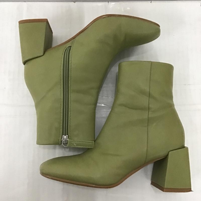 スライ SLY ブーツ ショートブーツ 4910 PLAIN SHORT BOOTS フェイクレザー スクエアトゥ S 無地 薄緑 / ライトグリーン / レディース USED 古着 中古 10102063