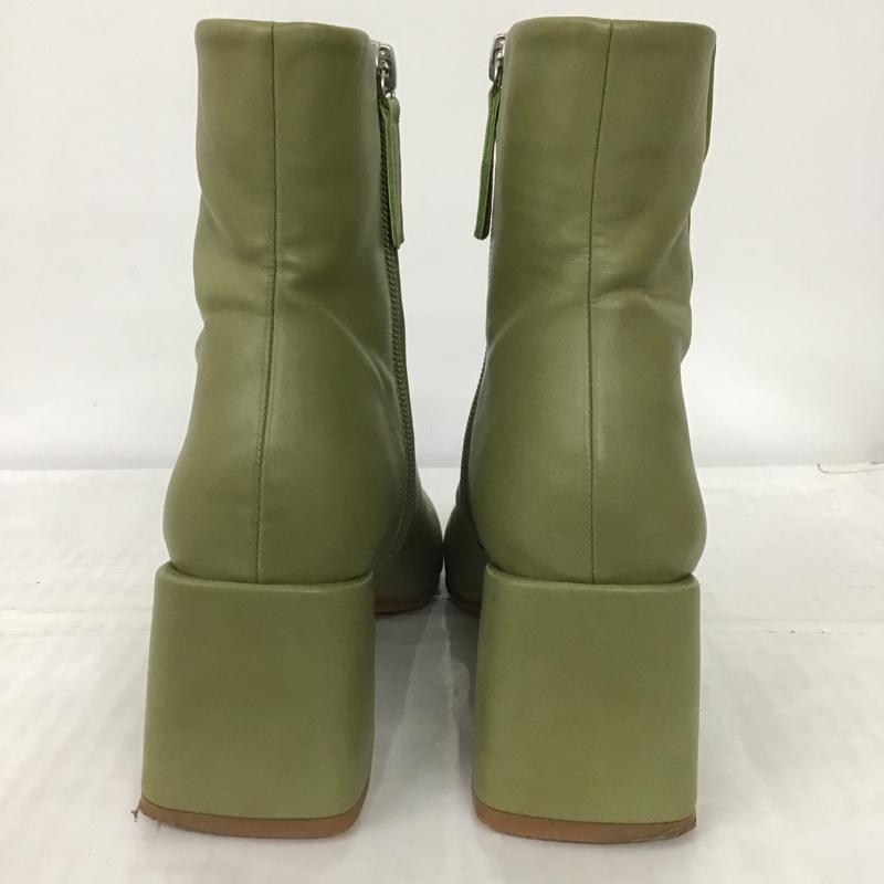 スライ SLY ブーツ ショートブーツ 4910 PLAIN SHORT BOOTS フェイクレザー スクエアトゥ S 無地 薄緑 / ライトグリーン / レディース USED 古着 中古 10102063