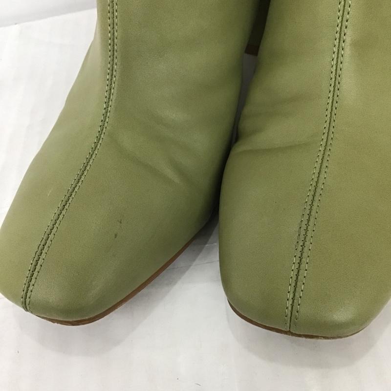 スライ SLY ブーツ ショートブーツ 4910 PLAIN SHORT BOOTS フェイクレザー スクエアトゥ S 無地 薄緑 / ライトグリーン / レディース USED 古着 中古 10102063