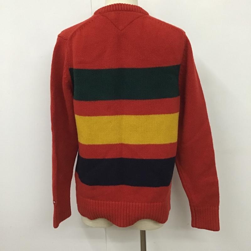 トミーヒルフィガー TOMMY HILFIGER ニット、セーター 長袖 長袖ニット リブニット セーター クルーネックカットソー セーター XL ボーダー柄 赤 / レッド / X 緑 / グリーン / X 黄 / イエロー / メンズ USED 古着 中古 10102066