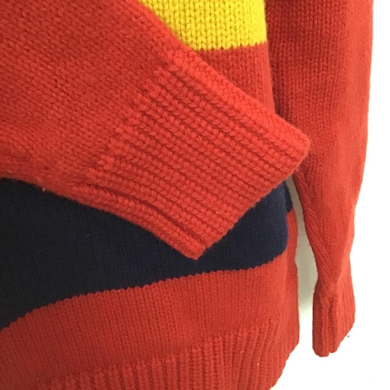 トミーヒルフィガー TOMMY HILFIGER ニット、セーター 長袖 長袖ニット リブニット セーター クルーネックカットソー セーター XL ボーダー柄 赤 / レッド / X 緑 / グリーン / X 黄 / イエロー / メンズ USED 古着 中古 10102066