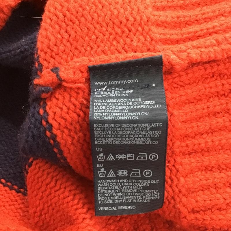 トミーヒルフィガー TOMMY HILFIGER ニット、セーター 長袖 長袖ニット リブニット セーター クルーネックカットソー セーター XL ボーダー柄 赤 / レッド / X 緑 / グリーン / X 黄 / イエロー / メンズ USED 古着 中古 10102066