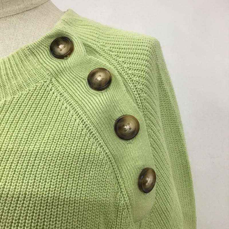 グリーンレーベルリラクシング green label relaxing ニット、セーター 長袖 3613-699-2319 コットンショルダーマーブルボタンプルオーバーニット 長袖ニット 無地 緑 / グリーン / レディース USED 古着 中古 10102109
