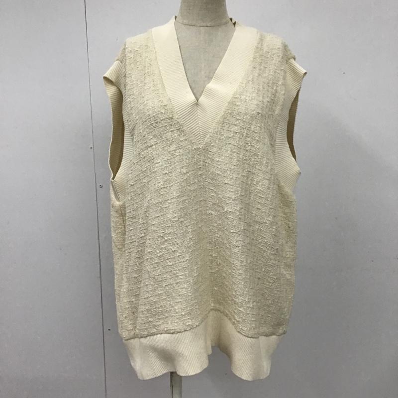 ザラ ZARA ベスト ベスト ニットベスト ノースリーブニット Vネック M 無地 白 / ホワイト / レディース USED 古着 中古 10102125
