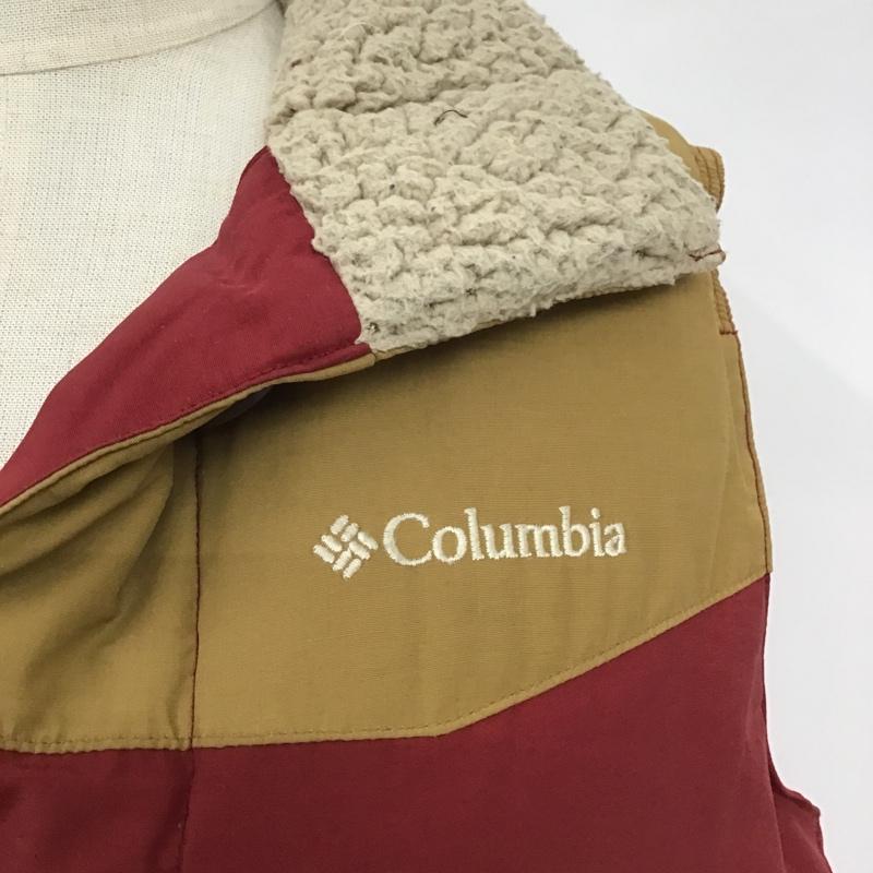 コロンビア Columbia ベスト ベスト 213PL1992 ダウンベスト ノースリーブカットソー 前開ボタンジャケット M ロゴ、文字 ベージュ / ベージュ / X 赤 / レッド / レディース USED 古着 中古 10102155