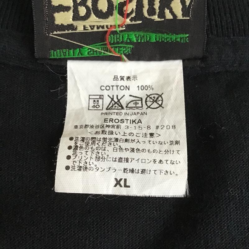 エロスティカ EROSTiKA Tシャツ 半袖 RAW クルーネック プリント XL ロゴ、文字 黒 / ブラック / メンズ USED 古着 中古 10102203